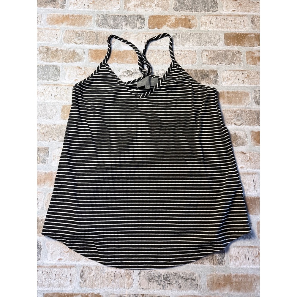 Sunday‎ in Brooklyn Black White Striped Ribbed Knit Tank Top V-Neck Cami XS